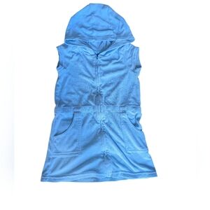 5/$15 Girls Gap Kids Blue Hooded Sleeveless Vest With Pockets- Size X-Small (4)